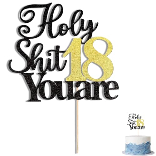 Kuchendekoration "Happy 18 Birthday", personalisierbar, Aufschrift "Holy Shit You are 18", für Kuchen, glitzernde Herz-Sterne, Kuchendekoration, Geburtstagsgeschenk, 1 Stück Kuchendekoration "Happy 18 Birthday", personalisierbar, Aufschrift "Holy Shit You are 18", für Kuchen, glitzernde Herz-Sterne, Kuchendekoration, Geburtstagsgeschenk, 1 Stück von Gsedaox