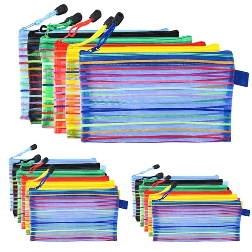 Gsrhzd Dokumententasche, 18 Transparente Mesh Beutel mit Reißverschluss (6 A4, 6 A5 and 6 A6) für Haus Büro Schule Reise (6 Farbe) von Gsrhzd