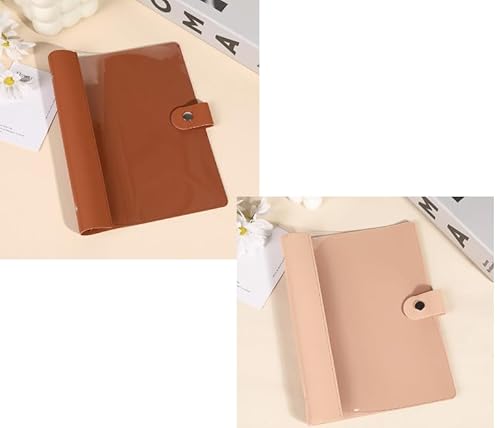 Gsrhzd Ringbuch A5, 2 Stück Transparent PVC 6 Ring Ringordner A5 Binder Ringbuch Nachfüllbar(Innenpapier Nicht Enthalten), für Büro-,Schul- und Reisearbeiten(Braun, Rosa) von Gsrhzd