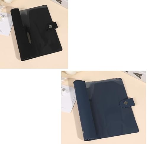 Gsrhzd Ringbuch A5, 2 Stück Transparent PVC 6 Ring Ringordner A5 Binder Ringbuch Nachfüllbar(Innenpapier Nicht Enthalten), für Büro-,Schul- und Reisearbeiten(Schwarz, Dunkelblau) von Gsrhzd