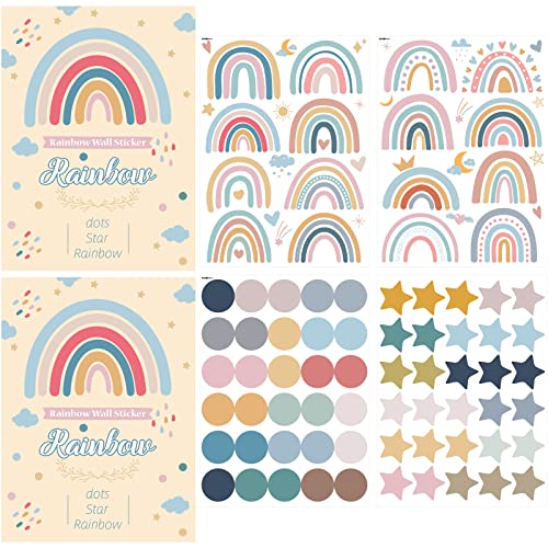 Gsrhzd Wandtattoo, 152 Stück Wandsticker Kinderzimmer, Wandaufkleber Kinderzimmer mit Regenbogen, Sterne, Punkte, Kinderzimmer Wanddeko, für Wanddekoration Gsrhzd Wandtattoo, 152 Stück Wandsticker Kinderzimmer, Wandaufkleber Kinderzimmer mit Regenbogen, Sterne, Punkte, Kinderzimmer Wanddeko, für Wanddekoration von Gsrhzd