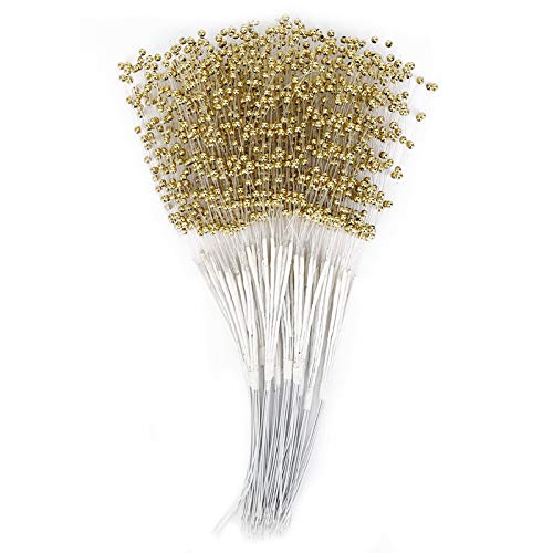 100pcs Perlensticks, ABS Pearl Stick Stiele Blumenstrauß Perlen String Bouquet für Brautperlen Hochzeitstisch Dekorationen (Gold) von Gsycle