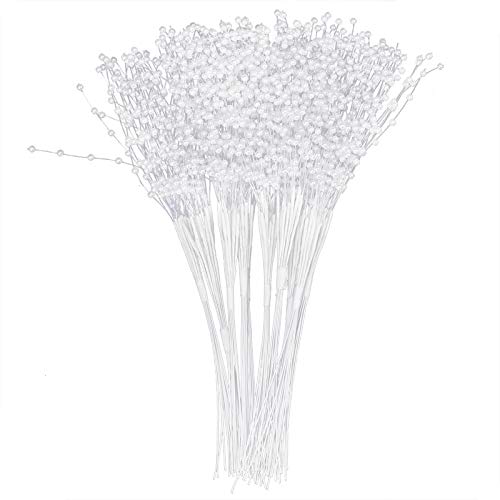 100pcs Perlensticks, ABS Pearl Stick Stiele Blumenstrauß Perlen String Bouquet für Brautperlen Hochzeitstisch Dekorationen (Weiß) von Gsycle