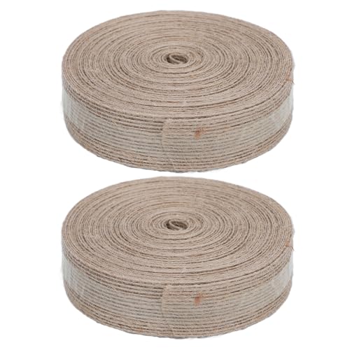 2 Roll Jute Sackleinen Stoffband, 2,5 cm Breite 10 m Länge Hochzeitsstrahlbänder Streifen Stoff Girlandbänder für Kränze, Verpackung, Hochzeit von Gsycle