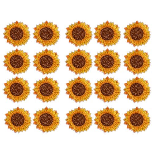 20pcs Sonnenblumenmuster Patch, nähen Sie Eisen auf gestickten Pflaster DIY -Kleidung Rucksack Applika gestickte Flecken Nähen für Kleidung Kleid Hut nähen von Gsycle