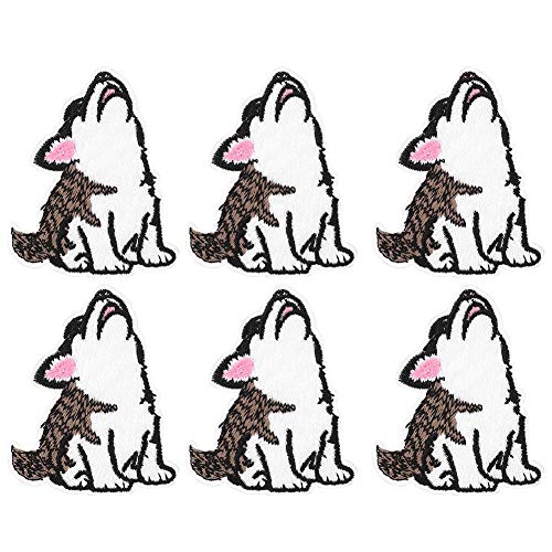 6 PCS Coyote Patch, Cute Wolf Cub Iron On Patches Wolf Head Backing Stickers Iron On Applique For Jeans Shirts Clothes Pants Handmade (Little wolf raised) von Gsycle