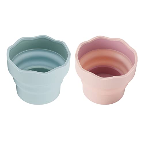 Gsycle 2 PCs zusammenklappbare Pinselwaschmaschine, tragbare Silikonbürstenhalter Organisator Maler Wasserbecher für Kunst im Freien Strandreisen von Gsycle