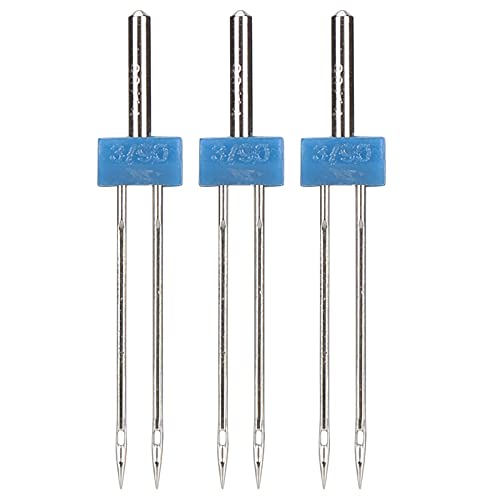 Gsycle 3 Stück Doppelnadelnadeln, Edelstahl-Nähmaschinen-Zwillingsnadeln zum Einfädeln und Einhaken von Stichen, Nähzubehör für den Haushalt (Double Machine Needle 3MM-3 Pieces/Bag) von Gsycle