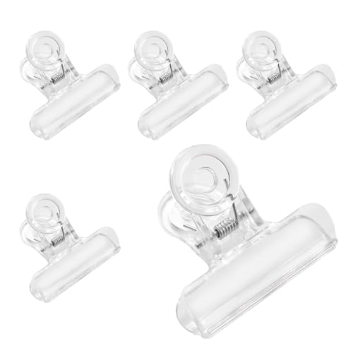 Gsycle Chip-Clips, 5 Stück, Durchsichtige Kunststoff-Bulldog-Clips, Taschenclips Für Lebensmittel, Büroklammern, Luftdichte Verschlussklammern, Chip-Scharnier-Clips Für Zuhause Und Büro(L) von Gsycle