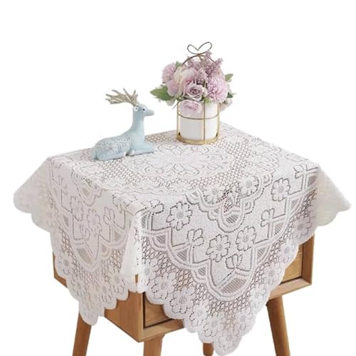 Gsycle Weiße Spitzentischdecke, Elegante, Mit Blumen Bestickte Spitzentischdecke, Vintage-Spitzentischdecken, Rustikale Tischdecke Für Partys, Feiertagsessen(60 * 60㎝) von Gsycle