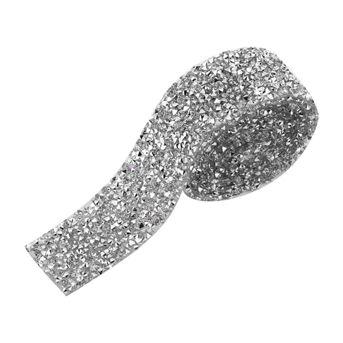 Strass -Perlenverkleidung, 1 Yard 3 cm Breite Bling -Bänder Eisen auf Applikationsblingkette für Hochzeitsbrautkleid -Verzierung Telefonwand (Silberweiß) von Gsycle