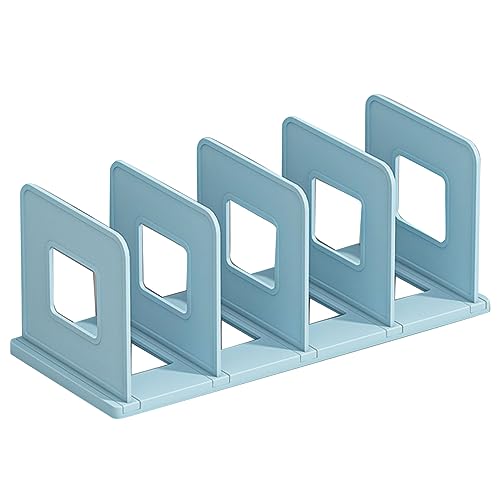 Vertikaler Desktop -Buchorganisator, Schreibtischdatei Sorter 4 Slots Buchhalter Plastikregalteiler für Klassenzimmer Office Desktop Home (Blau) von Gsycle