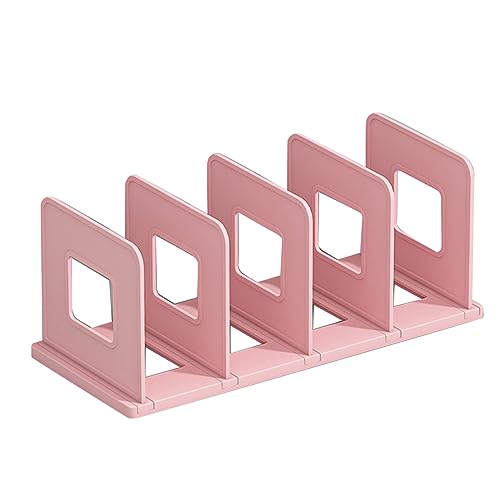 Vertikaler Desktop -Buchorganisator, Schreibtischdatei Sorter 4 Slots Buchhalter Plastikregalteiler für Klassenzimmer Office Desktop Home (Rosa) von Gsycle