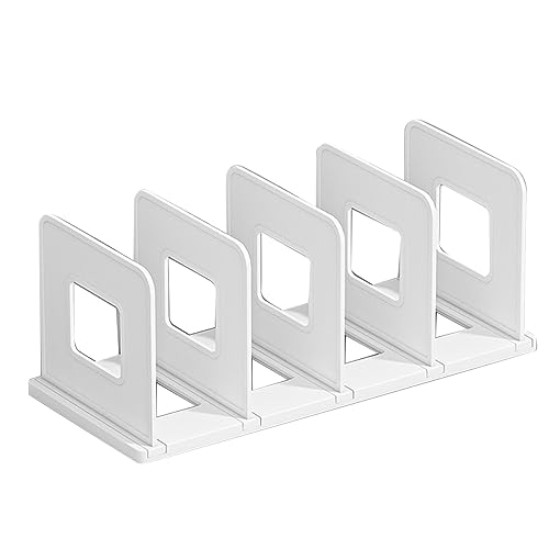 Vertikaler Desktop -Buchorganisator, Schreibtischdatei Sorter 4 Slots Buchhalter Plastikregalteiler für Klassenzimmer Office Desktop Home (Weiß) von Gsycle