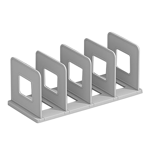 Vertikaler Desktop -Buchorganisator, Schreibtischdatei Sorter 4 Slots Buchhalter Plastikregalteiler für Klassenzimmer Office Desktop Home (grau) von Gsycle