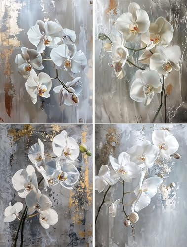4 Stück Diamond Painting Set Blumen, 5D Diamond Painting Erwachsene Kinder, Diamant Painting Bilder weiße Blumen, DIY Diamant Malerei Kunst Handwerk für Dekoration Schlafzimmer Wohnzimmer Wand 30x40cm 4 Stück Diamond Painting Set Blumen, 5D Diamond Painting Erwachsene Kinder, Diamant Painting Bilder weiße Blumen, DIY Diamant Malerei Kunst Handwerk für Dekoration Schlafzimmer Wohnzimmer Wand 30x40cm von Gtohoo