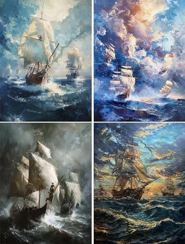 4 Stück Diamond Painting Set Schiff, 5D Diamond Painting Erwachsene Kinder, 4er Set Diamant Painting Bilder Meer, DIY Diamant Malerei Kunst Handwerk für Dekoration Schlafzimmer Wohnzimmer Wand 45x60cm 4 Stück Diamond Painting Set Schiff, 5D Diamond Painting Erwachsene Kinder, 4er Set Diamant Painting Bilder Meer, DIY Diamant Malerei Kunst Handwerk für Dekoration Schlafzimmer Wohnzimmer Wand 45x60cm von Gtohoo