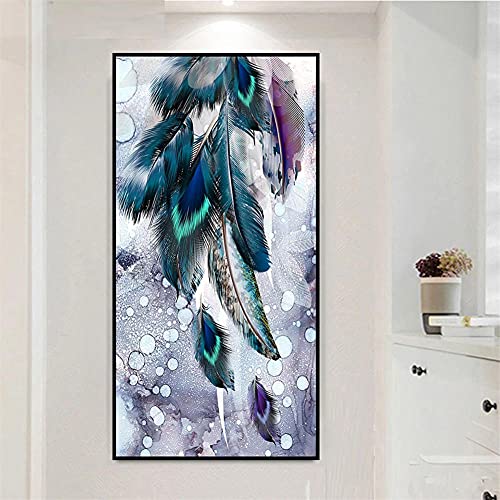 Diamond Painting Farbige Federn,5D Diamant Painting Bilder für Erwachsene Kinder,Diaments Painting groß Vollbohrer,DIY Diamond Painting Full Set,für Heimdekor Wand Kunsthandwerk Geschenk 60x180cm von Gtohoo