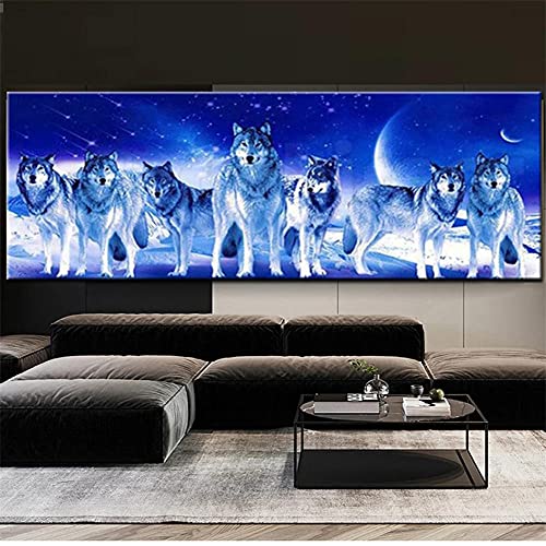 Diamond Painting Tierische Wölfe,5D Diamant Painting Bilder für Erwachsene Kinder,Diaments Painting groß Vollbohrer,DIY Diamond Painting Full Set,für Heimdekor Wand Kunsthandwerk Geschenk 50x150cm von Gtohoo