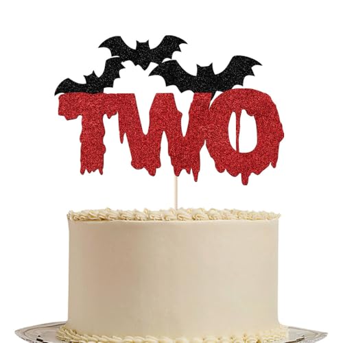 Halloween-Kuchenaufsatz mit schwarzen Fledermäusen, 1. Geburtstag, gruselige Dekoration für Halloween, Baby, erster Geburtstag, Partyzubehör, 2 Stück von Gtseryeio