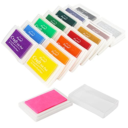 Gtwinsone 15 Farben Stempelkissen Fingerabdrücke Set 7,5 x 5,5 cm Fingerstempelfarbe Ungiftig Abwaschbar Stamp Pad Kinder Stempel für Papier Handwerk Stoff Scrapbooking Silikonstempel (Bunt) von Gtwinsone