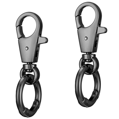 2 x Schlüsselanhänger mit doppelter Öffnung, robuste Zinklegierung, drehbarer Karabinerverschluss mit Schlüsselring, Feder-Karabinerhaken für Schmuck, Schlüsselband, Basteln, Geldbörse, Camping von Gtziqa