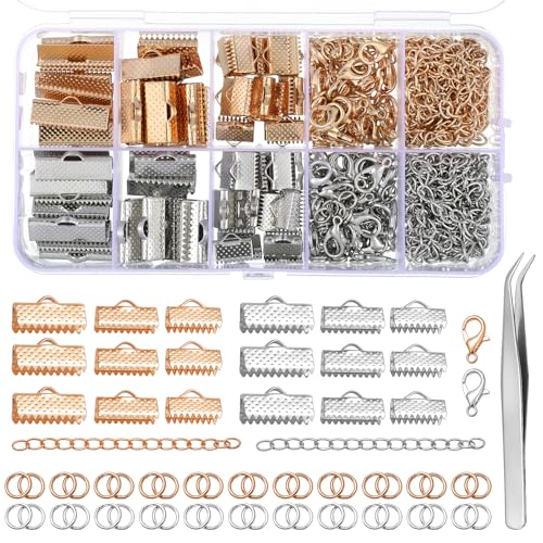 391-teiliges Band-Armband-Set zur Schmuckherstellung, Lesezeichen-Quetschenden, Schmuck-Reparatur-Set, Karabinerverschlüsse mit Biegeringe und Kettenverlängerungen für Armband, Halskette (Gold und von Gtziqa