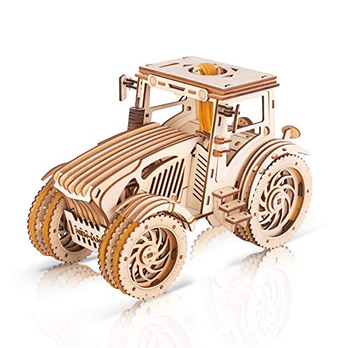 GuDoQi 3D Holz Puzzle, Modell Traktor mit Gummibandmotor, Holzbausatz zu Bauen, DIY Montage Holzpuzzle Spielzeug, Bastelset, Geburtstags Geschenk aus Holz fur Erwachsene Männer Jugendliche von GuDoQi