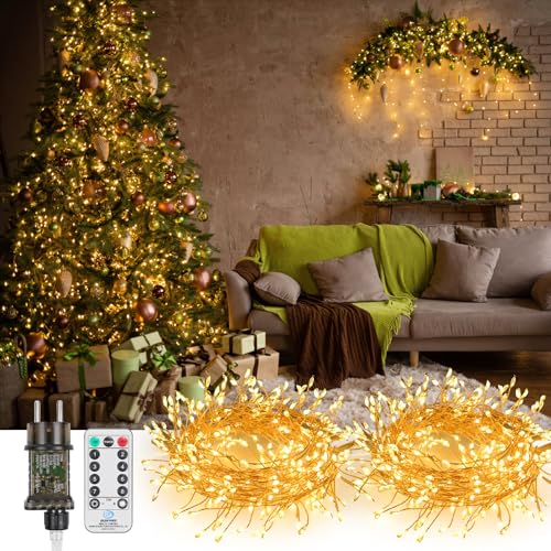 GuKKK LED Lichterkette aus Kupferdraht, 2PCS 5M 300 LED Lichterkette Außen, Lichterkette Weihnachtsbaum Warmweiß mit Fernbedienung, Wasserdicht IP65, für Weihnachtsdeko Innen Außen Weihnachten Party GuKKK LED Lichterkette aus Kupferdraht, 2PCS 5M 300 LED Lichterkette Außen, Lichterkette Weihnachtsbaum Warmweiß mit Fernbedienung, Wasserdicht IP65, für Weihnachtsdeko Innen Außen Weihnachten Party von GuKKK