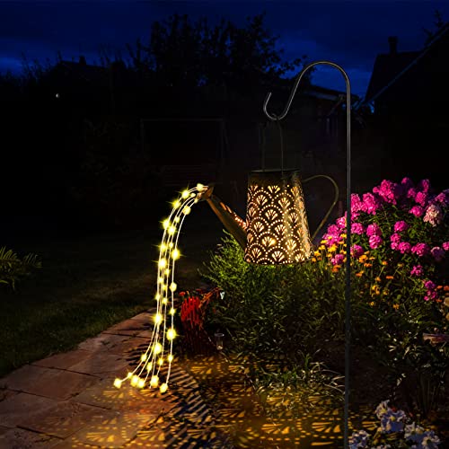 GuKKK Solar Gießkanne mit Solarlampen für Außen, Solarlampen für Außen Garten LED Lichter, Solar Gartendeko Modern Stil, Solar Lichterketten Aussen, Star Shower Garten Leuchten mit Halterung (Fächer) von GuKKK