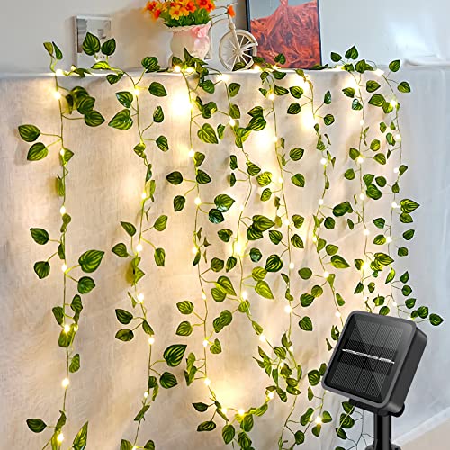 GuKKK Lichterkette Außen Solar, Künstlicher Efeu Lichterkette 100LED 10M/32Ft 8 Modi, Wasserdicht Solarlichterkette, für Garten, Balkon, Hochzeit, Zaun, Camping, Weihnachten, Dekorationen(Warmweiß) GuKKK Lichterkette Außen Solar, Künstlicher Efeu Lichterkette 100LED 10M/32Ft 8 Modi, Wasserdicht Solarlichterkette, für Garten, Balkon, Hochzeit, Zaun, Camping, Weihnachten, Dekorationen(Warmweiß) von GuKKK