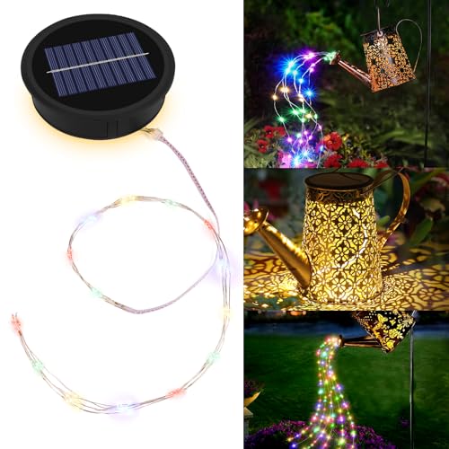 Solarleuchten Leuchtmitteln Ersatzteile Ersatzoberteil Top, Solar Gießkanne Lichterkette Aussen, Gartenleuchten Solarlaterne Ersatz IP65 Solarbatteriekasten Wasserdicht Solarpanel mit LED-Lichterkette von GuKKK