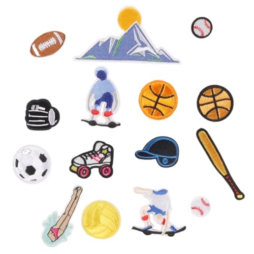 16 Stück Sport-Serie Reparaturflicken Fußball zum Aufbügeln bestickte Applikation für Kleidung, Taschen, Mäntel von Guaber