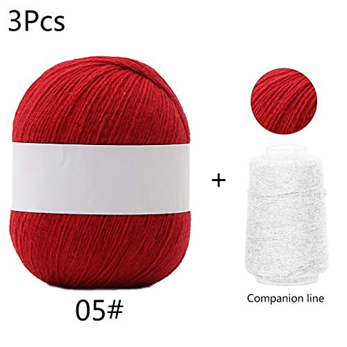 3 Sets Langes Plüschkaschmirgarn 50g+20g/Set Anti Pilling Handstrickfaden Für Strickjacke Schal Häkelwolle Garne Strickwollsocken von Guaber
