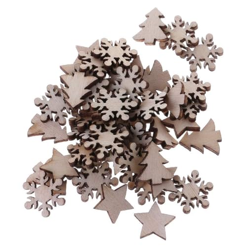 50 Stück natürliche Holzscheiben mit weihnachtlichem Thema für kreative Holzornamente, Behänge, Fotografie-Requisiten, Heimdekoration, unlackiertes Holztablett 50 Stück natürliche Holzscheiben mit weihnachtlichem Thema für kreative Holzornamente, Behänge, Fotografie-Requisiten, Heimdekoration, unlackiertes Holztablett von Guaber