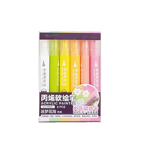 Acrylfarben-Marker, 6 Farben, Pinselspitze, Marker für Tagebuch, Scrapbooking, Malerei, Schule, Kunst, Handwerk von Guaber