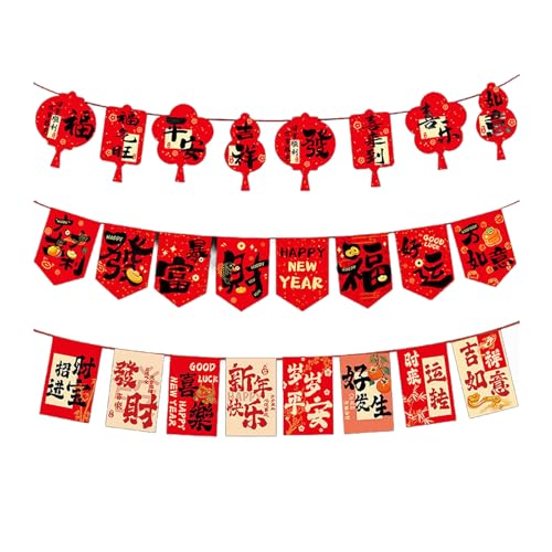 Elegantes Neujahrsbanner Set Frühlingsfest Papierzug Flaggen Hängende Ornament Cartoon Charaktere Girlanden für Tür Neujahr Party Kits von Guaber