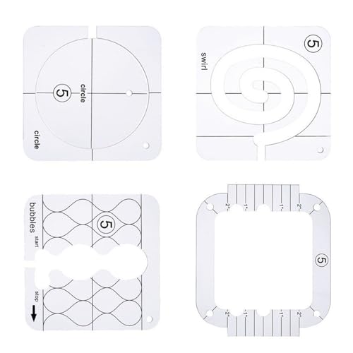 Freemotion Quilting-Vorlagen, transparent, Acryl, Lineal-Schablonen für Nähmaschine, Patchwork-Lineal, doppelseitige Nähvorlagen, 4 Stück Freemotion Quilting-Vorlagen, transparent, Acryl, Lineal-Schablonen für Nähmaschine, Patchwork-Lineal, doppelseitige Nähvorlagen, 4 Stück von Guaber
