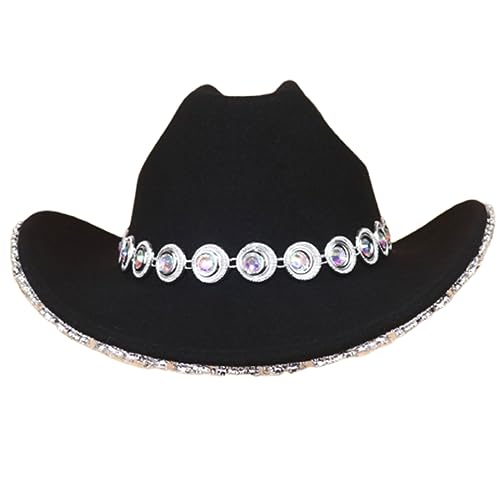 Guaber Cowgirl-Hut mit Schmucksteinen, Cowboy-Disco für Musikfestivals, breite Krempe, mit Strasssteinen, vielseitiger Ritter-Cowgirl-Hut Guaber Cowgirl-Hut mit Schmucksteinen, Cowboy-Disco für Musikfestivals, breite Krempe, mit Strasssteinen, vielseitiger Ritter-Cowgirl-Hut von Guaber