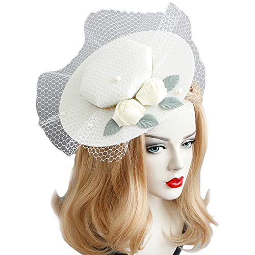Guaber Retro-Fascinator-Hut, Schleier, Netzstoff, Perlen-Oberteil mit Haarspange, passend zu Foto-Requisiten für Hochzeit, Cocktail, Teeparty, Rennen, Bankett, Fascinator mit Haarspange, Schleier Guaber Retro-Fascinator-Hut, Schleier, Netzstoff, Perlen-Oberteil mit Haarspange, passend zu Foto-Requisiten für Hochzeit, Cocktail, Teeparty, Rennen, Bankett, Fascinator mit Haarspange, Schleier von Guaber