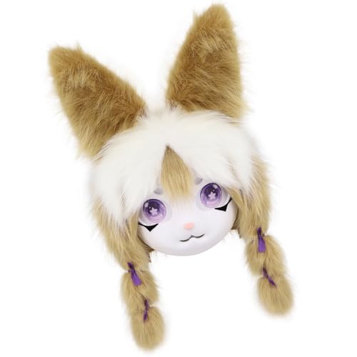 Guaber Tierkopf, Kaninchen, Cosplay, Pelzanzug, Kopfbedeckung, Halloween, Maskerade, Cosplay, Kostüm, Zubehör für Kinder und Erwachsene, pelziger Tierkopf von Guaber