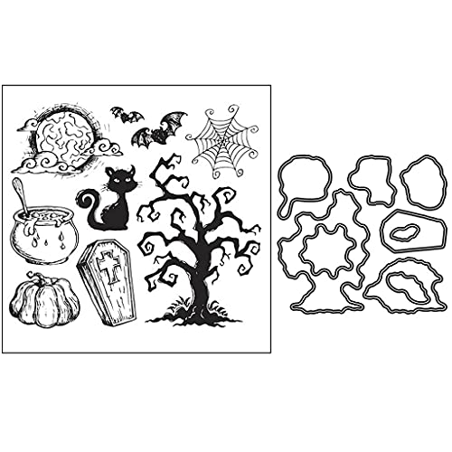 Halloween Fledermaus Kürbis Siegelstempel mit Stanzformen Schablonen-Set Scrapbooking Prägung Fotoalbum Dekor Papier Karte Handwerk Kunst Scrapbooking Stanzformen und Stempel von Guaber