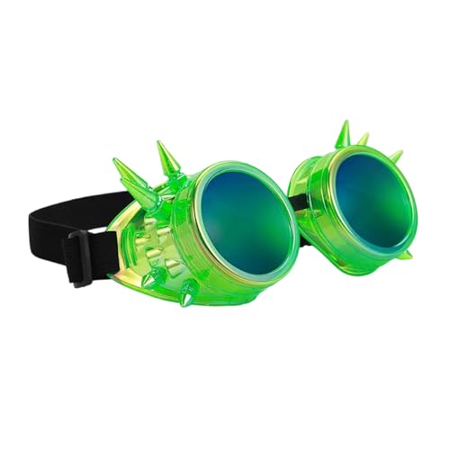 Mehrfarbige, fluoreszierende Punk-Brille, Nieten, Punk-Design, leicht, verstellbar, für Erwachsene und Kinder, Unisex, Steampunk-Brille von Guaber