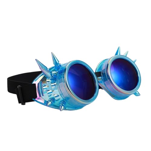 Mehrfarbige, fluoreszierende Punk-Brille, Nieten, Punk-Design, leicht, verstellbar, für Erwachsene und Kinder, Unisex, Steampunk-Brille von Guaber