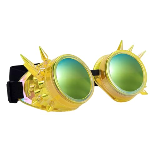 Mehrfarbige, fluoreszierende Punk-Brille, Nieten, Punk-Design, leicht, verstellbar, für Erwachsene und Kinder, Unisex, Steampunk-Brille von Guaber
