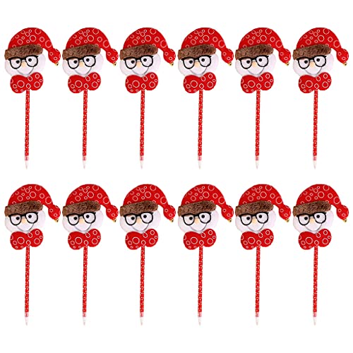Weihnachtsserie, niedlicher Weihnachtsmann-Stift, zum Schreiben, Schule, Büro, Schreibwaren, Kinder, Studenten, Kugelschreiber, Nachfüllspitze, farbig, kräftige Spitze, 12 Stück von Guaber