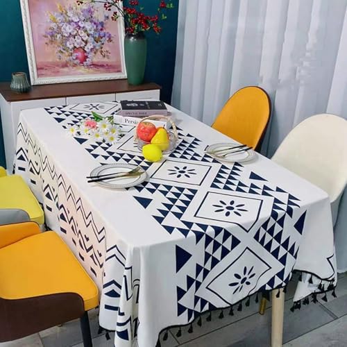 Gualiy Abwaschbare Tischdecke Quadratisch, Tischdecken 140 x 100 Polyester Baumwolle Tischdecken Pflegeleicht Geometrisches Muster mit Quasten Tischdecke für Gartentisch, Schwarz Weiß Gualiy Abwaschbare Tischdecke Quadratisch, Tischdecken 140 x 100 Polyester Baumwolle Tischdecken Pflegeleicht Geometrisches Muster mit Quasten Tischdecke für Gartentisch, Schwarz Weiß von Gualiy