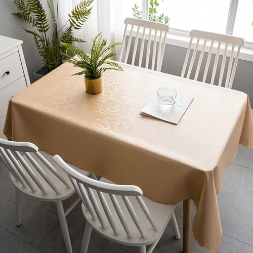 Gualiy Abwaschbare Tischdecke Quadratisch, Tischtuch 90 x 135 PVC Abwischbare Tischdecke Blattmuster Tischdecken für Küche, Champagner Gualiy Abwaschbare Tischdecke Quadratisch, Tischtuch 90 x 135 PVC Abwischbare Tischdecke Blattmuster Tischdecken für Küche, Champagner von Gualiy