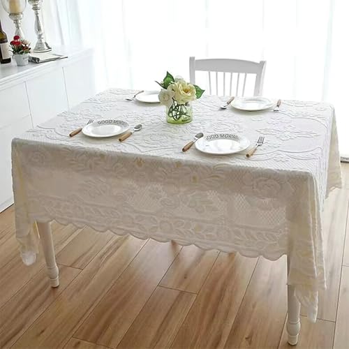 Gualiy Tischdecke Quadratisch, Tischdecken 130 x 180 Polyester Tischdecke Abwaschbar Esszimmer Stickerei Blumenmuster Tischdecken für Wohnzimmer, Weiß Gualiy Tischdecke Quadratisch, Tischdecken 130 x 180 Polyester Tischdecke Abwaschbar Esszimmer Stickerei Blumenmuster Tischdecken für Wohnzimmer, Weiß von Gualiy