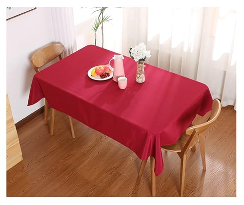 Gualiy Tischdecke Quadratisch Abwaschbar, Tischtuch 140 x 220 Polyester Tischdecken Wasserabweisend Einfarbig Tischdecke für Küchentisch, Wein Rot von Gualiy